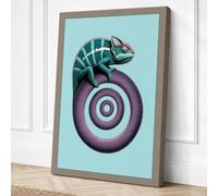 Chameleon on Spiral Surreal Canvas Wall Art Print 24x16 Inch (61 x 41 cm)