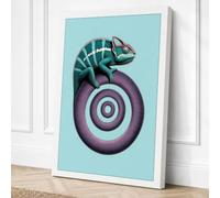 Chameleon on Spiral Surreal Canvas Wall Art Print 24x16 Inch (61 x 41 cm)