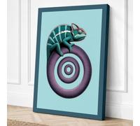 Chameleon on Spiral Surreal Canvas Wall Art Print 24x16 Inch (61 x 41 cm)