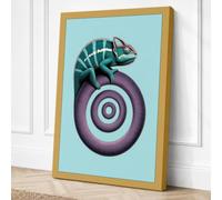 Chameleon on Spiral Surreal Canvas Wall Art Print 36x24 Inch (91 x 61 cm)