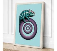 Chameleon on Spiral Surreal Canvas Wall Art Print 36x24 Inch (91 x 61 cm)