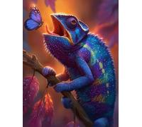 Chameleon Paint by Numbers for Adults, Butterfly Painting by Numbers DIY Color Oil Painting Hobbies for Adults Women with Acrylic Paint Brush Set for Room Decor, Wall Art, Gifts 60 x 80 cm -zjn2507OA