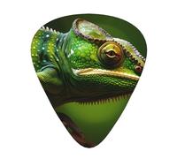 chameleon printed guitar picks, 12-piece set with thin, medium, and thick styles, comes with a storage case