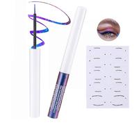 Chameleon Purple Blue Glitter Liquid Eyeliner, Long-lasting Waterproof Multi-Dimensional Shimmering Effect, 2 Eyeliner Sticker, Sparkling Metallic Satin Eye Liner Pencil for Party & Stage Cosplay