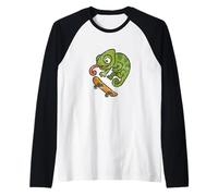 Chameleon Skate Funny Cartoon Raglan Baseball Tee