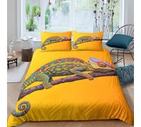 Chameleon Super King Duvet Cover Set 3D Printed Pop Art Style Bedding Set Ultra Soft Microfiber Quilt Cover 220x260 cm for Double Bed with 2 Pillowcases with Zipper D/1452