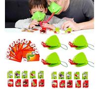 Chameleon Tongue Shooting Game, Lizard Party Blower Masks with Blowing Air Chameleon Tongue Game for Kids, Insect Cardboard Included (4pcs)