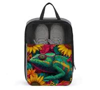 Chameleon Tropical Floral Sunflowers Shoe Bag for Travel Daily Use Anti-dust Storage Carrier Golf Shoe Pouch
