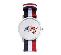 Chameleon U.S. Flag Casual Watch for Men Women Braided Strap Watches Non-Scale Three-Hand Wrist Gift
