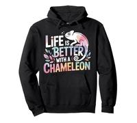 Chameleon Watercolor Life Is Better With A Chameleon Pullover Hoodie