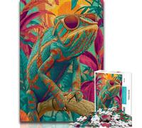 Chameleon Wearing Glasses 1000 Piece Jigsaw Puzzles for Teenagers Gifts,Help The Brain Exercise Addictive Toys to Cultivate Patience Great Gift 38x26cm
