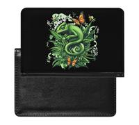 Chameleon Weed Butterfly Leather Passport Holder Compact ID Card Cover Case Slim Travel Wallet for Men Women