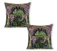 Chameleon Wisteria Vine Pillow Covers 18"x18"（2pcs） Decorative Throw Pillow Covers Farmhouse Double-Sided Linen Pillowcases Soft Cushion Cases for Couch Bed Sofa Living Room Home Decor