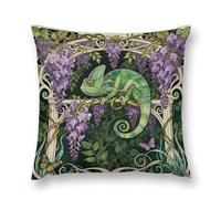 Chameleon Wisteria Vine Pillow Covers Decorative Throw Pillow Covers Farmhouse Double-Sided Pillowcases Soft Cushion Cases Christmas Home Decor for Couch Bed Sofa Living Room 18 "x18