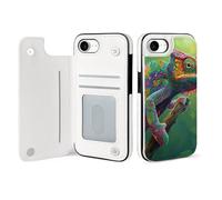 Chameleon with Rainbow Color Mobile Phone Flip Cases Compatible with iPhone 16/16 Plus/16 Pro/16 Pro Max/16 E/16 SE4 Anti-Scratch Covers