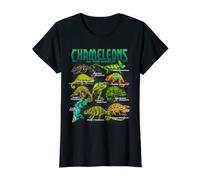 Chameleons of the World Educational Reptile Lizard Lover Value Graphic T-Shirt, Women, Black, M