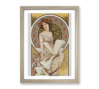 Chamenois Caldenar By Alphonse Mucha Classic Painting Framed Print | A2 Oak Framed Wall Art | Ready to Hang | Classic Historical Picture | Living Room Bedroom Lounge Office