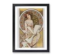 Chamenois Caldenar By Alphonse Mucha Classic Painting Framed Print | A4 Black Framed Wall Art | Ready to Hang | Classic Historical Picture | Living Room Bedroom Lounge Office