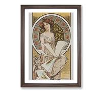 Chamenois Caldenar by Alphonse Mucha Framed Print | A2 Walnut Framed Wall Art | Ready to Hang | Modern Nature Picture | Living Room Bedroom Lounge Office
