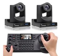 Chameye NDI PTZ Camera 20x Optical Zoom AI Auto Tracking PTZ Camera Kits + PTZ Camera Controller for Church Worship Education Events, C720Nx2+E300 (K220N)