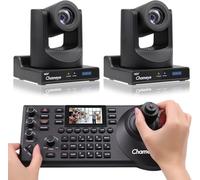 Chameye NDI PTZ Camera 20x Optical Zoom AI Auto Tracking with 3G-SDI/USB/IP/HDMI for Church Worship Live Streaming Conference, Includes PTZ Controller (Bundle C720Nx2+E300)