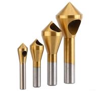 Chamfer Drill Bit Set 4PCS Chamfer Drill Bit Set - 90 Degree Countersink Tools for Metal, Wood & Plastic - HSS Titanium Coated, Sizes 2-5mm, 5-10mm, 10-15mm, 15-20mm with 6-12mm Shank