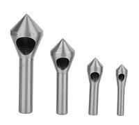 Chamfer Drill Bit Single Hole Chamfer 90 Degrees Chamfering Tool Deburring Drill Bits for Metal Wood Plastic Cutting HSS4241 High Speed Steel Ti Plated Gold Silver 4Pcs Set (Silver)