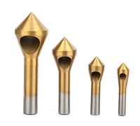 Chamfer Drill Bit Single Hole Chamfer 90 Degrees Chamfering Tool Deburring Drill Bits for Metal Wood Plastic Cutting HSS4241 High Speed Steel Ti Plated Gold Silver 4Pcs Set (Gold)