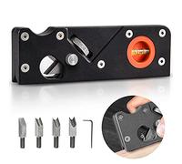 Chamfer Planer, 45° Woodworking Edge Corner Flattening Tool Bevel Edge Corner Plane Hand Manual Chamfering Trimming Planer with 4 Cutter Heads for Quick Edge Trimming of Wood Black