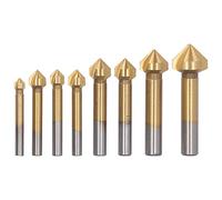 Chamfering End Mill Countersink Drill Bits Titanize Coated High Precision Durable Proof Anti for Wood Metal Plastic DIY Home Building Engineering 8Pcs Set