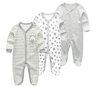Chamie Baby Clothes Newborn Sleepsuit Footed Cotton Baby Grow for Boys and Girls,9-12 Months