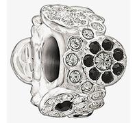 Chamilia Sterling Silver Black And White Crystal Flower Charm 2083-0454