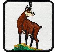 Chamois Patch Common Animals Wildlife Iron-on Emblem | Embroidered Artwork Hunting Gift | Fabric Applique | Hunter Badge Mountain Goat Image to sew on for All Fabrics 75X75 mm