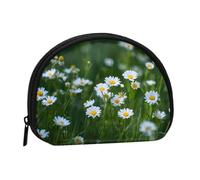 (Chamomile blooms on the grass) Mini Coin Purse Shell Shape Zip Pouch Small Wallet for Women