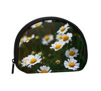 (Chamomile blooms on the grass) Mini Coin Purse Shell Shape Zip Pouch Small Wallet for Women