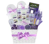 Chamomile & Lavender Spa Gift Baskets - Natural Spa Set #1 for Women and Men! Beauty Basket for Home Spa Basket, 20 Piece Set Includes Body Lotion, Bath Bombs and More! Spa Gifts for