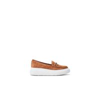 Moda in Pelle Women's Chamomile Tan Suede Wedge Heeled Loafers 6