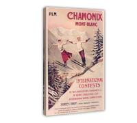 Chamonix Mont Blanc Ski Canvas Poster Wall Art Decor Print Picture Paintings for Living Room Bedroom Decoration 24x36inch(60x90cm)