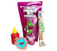 ChamoyGuysUK Garlic Pickle Kit | Includes 1 x Garlic Pickle, 1 x Fruit Roll Up, 1 x Lucas Gusano Chamoy or 1x Mini Homemade Bottle of Chamoy, 1 x Chamoy Guys Tajin