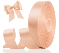 Champagn Ribbon 1 Inch 25 Yards for Gift Wrapping, Double Faced Satin Ribbon for Flower Bouquet DIY Hair Bows Eternal Flowers, Valentines Day Wedding Birthday Party New Year Decorations