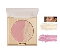 Champagne 2-Tone Highlighter Palette - Long-Lasting Waterproof Glow Powder for Face & Eyes - Soft Shimmer Pink & Golden Duo Highlighter Blush Contour Makeup for Radiant Finish (Silent Serenity)