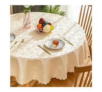 Champagne 320cm Round Polyester Tablecloth Waterproof Floral Design Perfect for Picnics Parties and Elegant Events