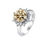 (champagne, 5) Bagueringen Luxury 3 Carat Moissanite Diamond Jewelry S925 Sterling Silver Wedding Ring For Women Flower Shaped Design Size5-9