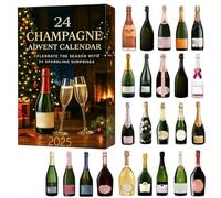 Champagne Advent Calendar 2025, 24 Days Christmas Advent Calendar with Mini Champagne Bottle Hanging Ornaments, A Daily Tasting Trip Through the World, Gifts for Cocktail Lovers