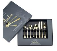 'Champagne Avalon' Stainless Steel 60 Piece 8 Person Boxed Cutlery Set Arthur Price Gold One Size