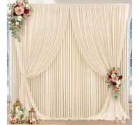 Champagne Backdrop Curtains for Wedding Parties, 4 Packs Photography Backdrop Drapes Wrinkle Free Polyester Wedding Backdrop for Baby Shower Birthday Photo Home Party