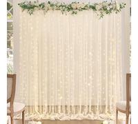 Champagne Backdrop Curtains with Lights String for Wedding Parties 10×10ft Sheer Tulle Backdrop Curtain for Bridal Shower Baby Shower Birthday Party Photo Shoot Decorations 2 Panels 5×10ft