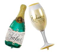 Champagne Balloon, Champagne Bottle Balloons and Goblet Wine Glass Mylar Foil Helium Balloons Champagne Wine Alcohol Balloons for Birthday Graduation Wedding Bachelorette New Years Party Decorations