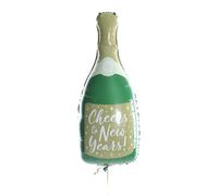 Champagne Bottle Balloon - Pack of 1-22 Inch Green & Gold Champagne Bottle Shaped Foil Balloon with Cheers to New Years Writing - Perfect for New Years Eve Party Celebrations