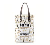Champagne Bottle Gift Tote Pop The Champagne Carrier Tote Drinking Party Gift (Champagne WB)